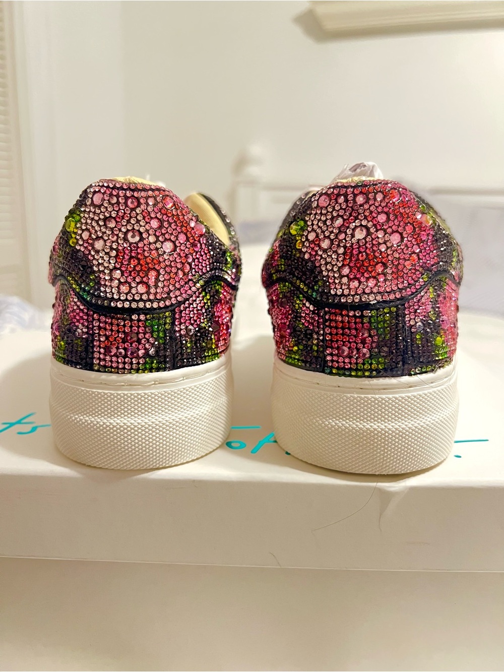 Betsey Johnson SB SINDEY Black Floral Crystal Platform Sneakers - Picture 8 of 13